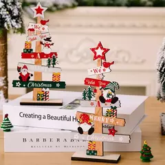 Árvore De Natal De Madeira Desktop Ornamento, Placa De Sinal De Papai Noel, Decoração De Natal Para Casa, Presente De Ano Novo, Feliz Natal, 2025 - comprar online