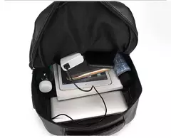Mochila de carregamento USB de couro PU para homens, mochilas grandes para laptop, mochila masculina para adolescentes, meninos, alta qualidade - loja online