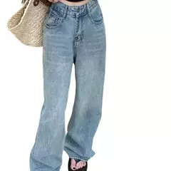 Calças folgadas de cintura alta feminina, jeans casual, vintage, estilo americano, emagrecedor, design de moda, sensual