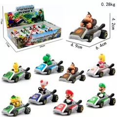 8 pçs/set Super Mario Série Modelo de Carro de Brinquedo Deslizante Carros de Corrida Personagem de Jogo de Desenho Animado Anime Figura KARTING Coletando Brinquedos Presentes na internet