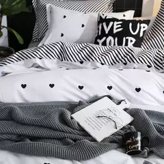 Imagem do Coração Imprimir Conjunto de cama reversível, Duvet Cover Set, microfibra, moderno Quilt Cover, Zipper Closure com 2 Fronhas, King Size