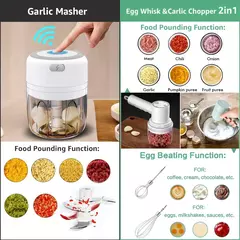 Imagem do Usb portátil elétrica alimentos chopper para cozinha, mini alho espremedor, moedor de carne, vegetal chopper, cozinha gadgets