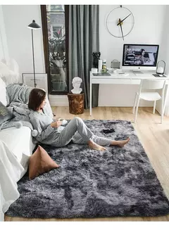 Tapete cinzento para sala de estar tapete de pelúcia cama quarto piso tapetes macios anti-deslizamento decoração da casa tapetes de veludo macio cobertor do quarto dos miúdos - loja online