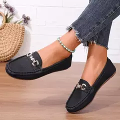 Mocassins casuais e confortáveis para mulheres, deslizamento em apartamentos, dedo do pé redondo, sola sólida, sapatos femininos, novo, outono, 2022, 2024