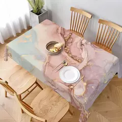 Toalha De Mesa De Padrão De Mármore Abstrato, Toalha De Mesa Oblong, Decoração De Mesa De Cozinha, Festa De Casa, Decoração De Jantar, Rosa, Azul, Dourado na internet