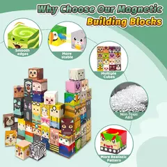 Blocos de construção magnéticos brinquedos personagens animais com ímã brinquedos de construção haste sensorial presente para crianças meninos meninas 16/36 pçs - comprar online