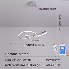 Dia540mm moderno led pingente lustre lâmpada 90-265v suspensão pendurado luzes do candelabro para sala de jantar cozinha bar loja - comprar online