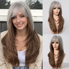Easihair platina perucas sintéticas longo cabelo reto peruca natural para mulheres perucas com franja cosplay festa resistente ao calor cabelo falso na internet