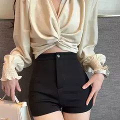 Calção preto de cintura alta feminino, apertado, elástico, cobertura de quadril, sexy, casual, na moda, roupa exterior, primavera, verão, novo estilo