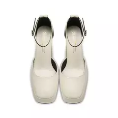 Imagem do Saltos altos de toe quadrado para mulheres, bombas vazias laterais sexy para senhora, sapatos de mola, sapatos únicos de fivela, 12,5 cm, plataforma de 4cm, novo, 2024