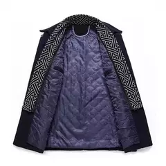 Inverno casacos de lã masculina nova moda meio longo cachecol gola de algodão acolchoado grosso quente casaco de lã masculino trench coat M-5Xl - comprar online