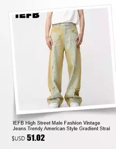 Iefb-Jeans lavado vintage masculino, calças jeans de perna larga, calças masculinas soltas, moda casual de rua angustiada, verão, versátil, 9C354 na internet