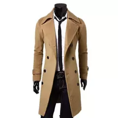 Casaco trench mistura de lã slim fit masculino, jaqueta monocromática, moda casual, alta qualidade, outono, inverno, 2024 - Wolf Magazine