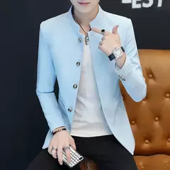 Jaqueta de negócios estilo chinês masculina, terno fino, casual, high-end, simples, elegante moda, festa, compras, cavalheiro, alta qualidade, 2022 - loja online