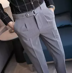 Calça de negócios justa masculina recortada, calça reta elástica, terno masculino de alfaiataria social, estiramento formal tressed, verão, 9 calças recortadas na internet