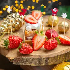 Natal Fruit Food Sticks, Papai Noel, floco de neve, boneco de neve, Cocktail Toothpick, Cupcake Topper, Decoração do partido, 50 pcs, 100pcs - comprar online