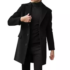 Jaqueta de couro acolchoada manga longa masculina, gola lapela, casaco espesso vintage, jaqueta de pele de carneiro, topcoat plus size, inverno - Wolf Magazine