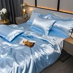 Monocromático Rayon Satin Conjunto de cama, luxo Duvet Cover Kit, Twin Queen e King Size, Home Textile, 3PCs, 4PCs