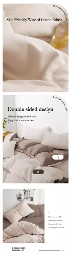 YanYangTian-Roupa de cama, Algodão lavado, 4 peças, Conjunto de lençóis, Conforto, Sólido, Natal, Casal, Capa de edredão - comprar online