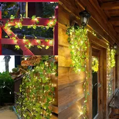 Luzes de folha verde para decoração, Videira artificial Ivy, Luz de fada para festa de casamento, Natal, Planta de parede, 2m-10m