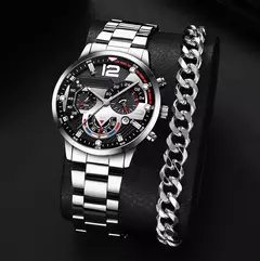 Quartzo em aço inoxidável masculino Relógio de pulso, Relógio de luxo, Calendário, Relógios de negócios, Relógio, Moda, Novo, Quente - loja online