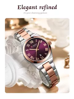 Curren-relógio de pulso de aço inoxidável feminino, cor do ouro, impermeável, quartzo, romântico, presente para namorada - loja online
