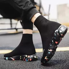 Imagem do Tênis casual masculino, meias confortáveis, sapatos de caminhada, ao ar livre, resistente ao desgaste, treinador, corrida, casal