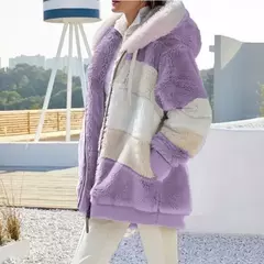 Casaco de capuz extragrande feminino com bolsos macios, streetwear quente, casaco solto, Lady Outerwear, outono, inverno, novo, 2023 - loja online