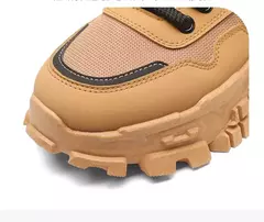 Botas masculinas de couro PU ao ar livre, calçado casual impermeável, sapatos de caminhada antiderrapantes, moda da moda outono na internet