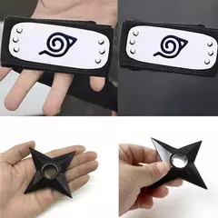 Imagem do 6 pçs/set anime naruto kakashi cosplay acessórios luvas kunai bandana máscara colar ninja uchiha trajes adereços crianças coisas