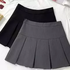 Mini vestido de cintura alta feminino, Cinza, Emagrecimento, Versátil, Anti-Exposição, Saia Linha A, Design, Sentido, Primavera, Outono, Novo, 2022