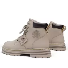 Imagem do Botas casuais de cano alto masculinas, bota masculina de motocicleta, calçado de trabalho com renda, ruibarbo robusto, retrô, inverno