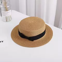 Chapéu do verão para o pai e a criança, chapéu de palha largo com viseira do sol para mulheres, praia e curso, projeto novo - loja online