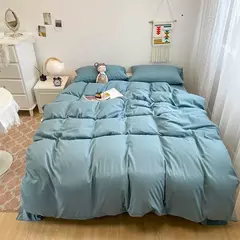 Soft lavado algodão roupa de cama Set, Duvet Cover, fronha e lençol, Home Bedclothes, cama preta - loja online