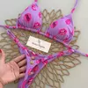 Mulheres biquíni dividido fio-dental, moda praia, moda natalícia, novo