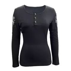 Top de manga comprida justa feminino, camiseta com gola redonda, retalhos de renda, blusa macia, pulôver elegante, primavera, outono