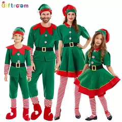 Crianças e adultos Fantasias de Elfo de Natal, Trajes de Papai Noel, Elfos Verdes, Cosplay Halloween, Novos Produtos, 2022