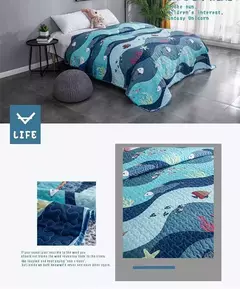 Colcha acolchoada com estampa floral, 180x220/220x240cm na cama, capa xadrez, estilo americano, colcha de verão, cobertor para adultos - comprar online
