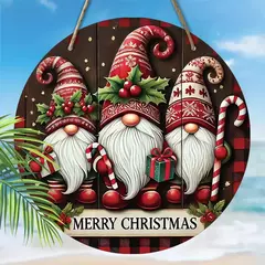 Feliz Natal Retro Papai Noel Pendurado Impressão, Baga Vermelha, Doces, Grinalda De Madeira Do Porch Do Natal, Pintura De Sinal, Decoração De Cerca De Casa, 1Pc - Wolf Magazine
