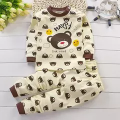 Conjunto pijama de algodão infantil, roupas íntimas de primavera e outono, bebês meninos e meninas Catoon - Wolf Magazine