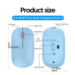 2.4g mouse sem fio tipo-c recarregável bluetooth mouse 1600dpi silencioso clique portátil jogo de escritório ratos sem ruído para computador portátil - loja online