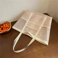 Bolsa de praia de malha portátil para mulheres, maquiagem, bolsa de lavagem, organizador de banho, Shopper Totes, verão