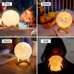 Bateria Powered LED Moon Lamp Com Suporte, Starry Night Light, Decoração do quarto, Kids Gift, 8cm - loja online
