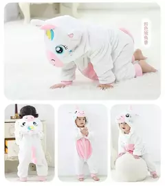 Imagem do Macacão de flanela para bebés, Macacão Kigurumi, Macaco, Unicórnio, Vaca, Leão, Animal Cosplay, Pijama para 1 a 4 anos Crianças, Meninos, Inverno