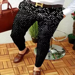 Calça comprida casual slim fit masculina, xadrez 3D, grande, tendência de negócios, europeia e americana, novo, 2023 - loja online