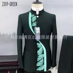 Conjunto de terno de túnica masculino single breasted stand colarinho, blazers, jaqueta, calças, boutique, moda casual, casaco, calças, 2 peças, 2023