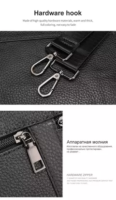 Bolsa de ombro de couro genuíno para homens Bolsa preta de couro, saco do mensageiro do escritório do negócio, saco crossbody masculino