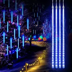 LED Meteor Shower Rain Lights Fairy String Light Impermeável, Falling Raindrop, Decoração de Natal Decoração de feriado Decoração de pátio