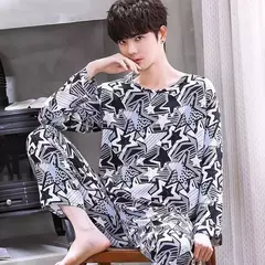 Conjunto de pijama de manga comprida masculino, macio, casual Homewear, primavera, outono, sono, descanso, casa, festa, novo, 2 peças - comprar online