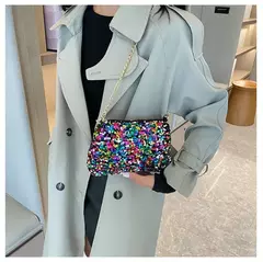 Lantejoulas crossbody saco de corrente simples ins cor sólida lantejoulas bolsa de ombro axilas bolsa de telefone noite sacos de embreagem bolsa na internet